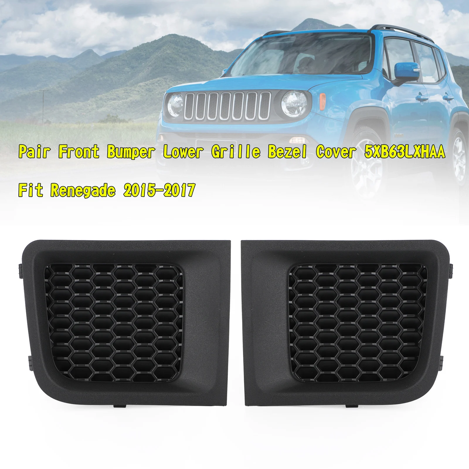 

Areyourshop Pair Front Bumper Lower Grille Bezel Cover 5XB63LXHAA Fit Renegade 2015-2017