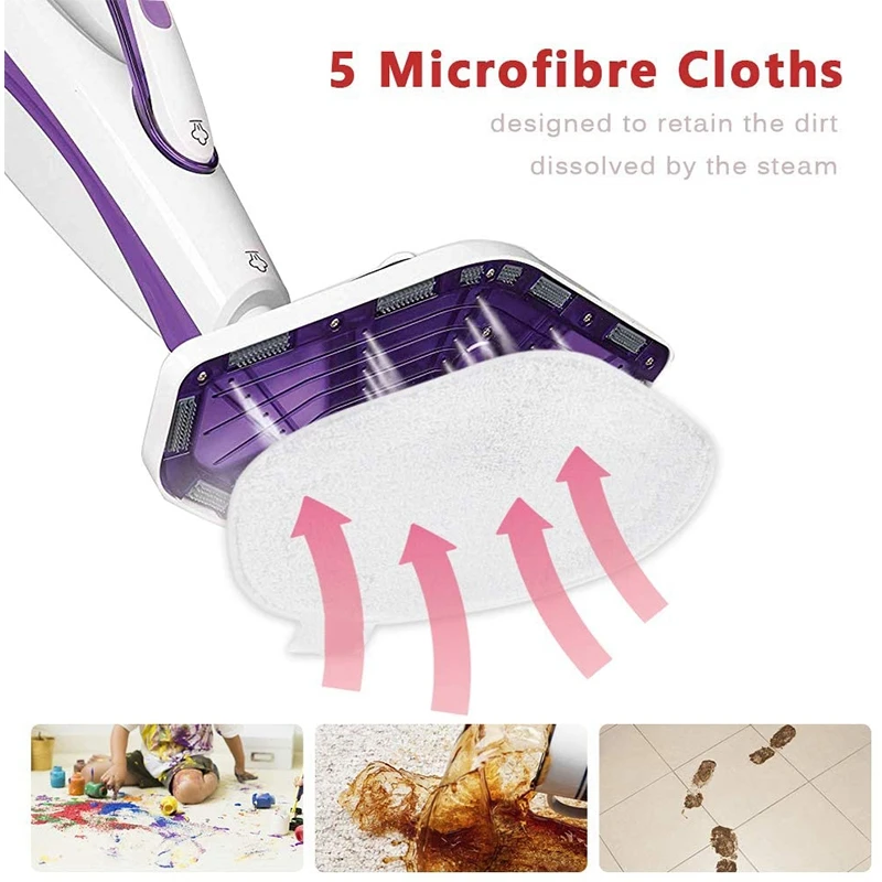 

5 Pcs Microfiber Washable Mop Pad,Replacement Mop Parts for Polti Kit Vaporetto Steam Mop