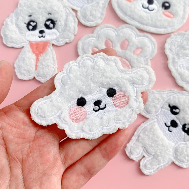 Симпатичные плюшевые нашивки с вышивкой собаки медведя Мультяшные Животные