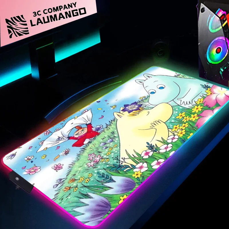 

Xxl коврик для мыши, коврики для хиппотама, кавайные игровые аксессуары, RGB-подсветка, расширенный коврик для мыши, аниме, настольный игровой к...