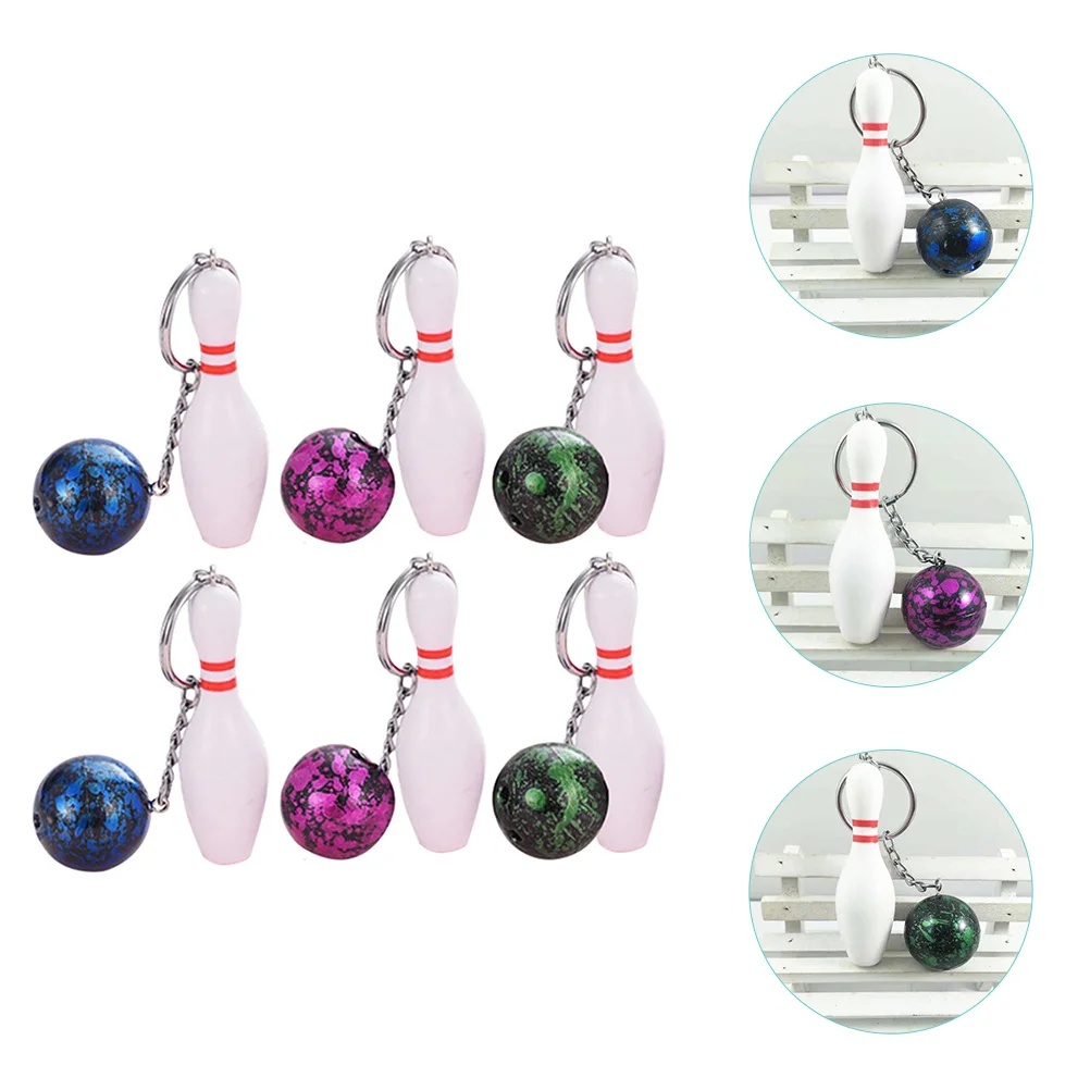 

6pcs Bowling Keyring Plastic Bowling Keychain Backpack Key Pendant Bag Hanging Decor
