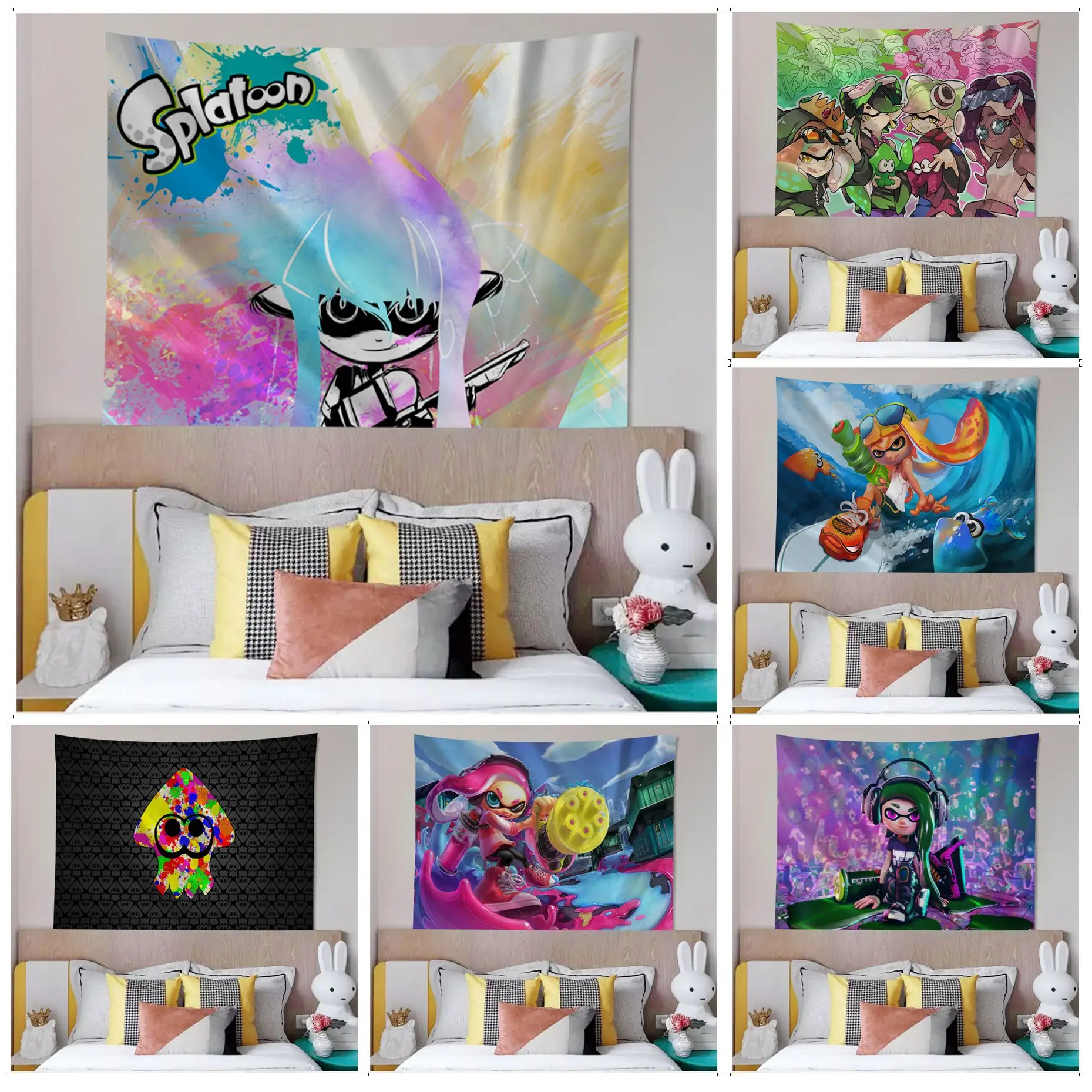 

Splatoon Anime Tapestry Bohemian Wall Tapestries Mandala INS Home Decor