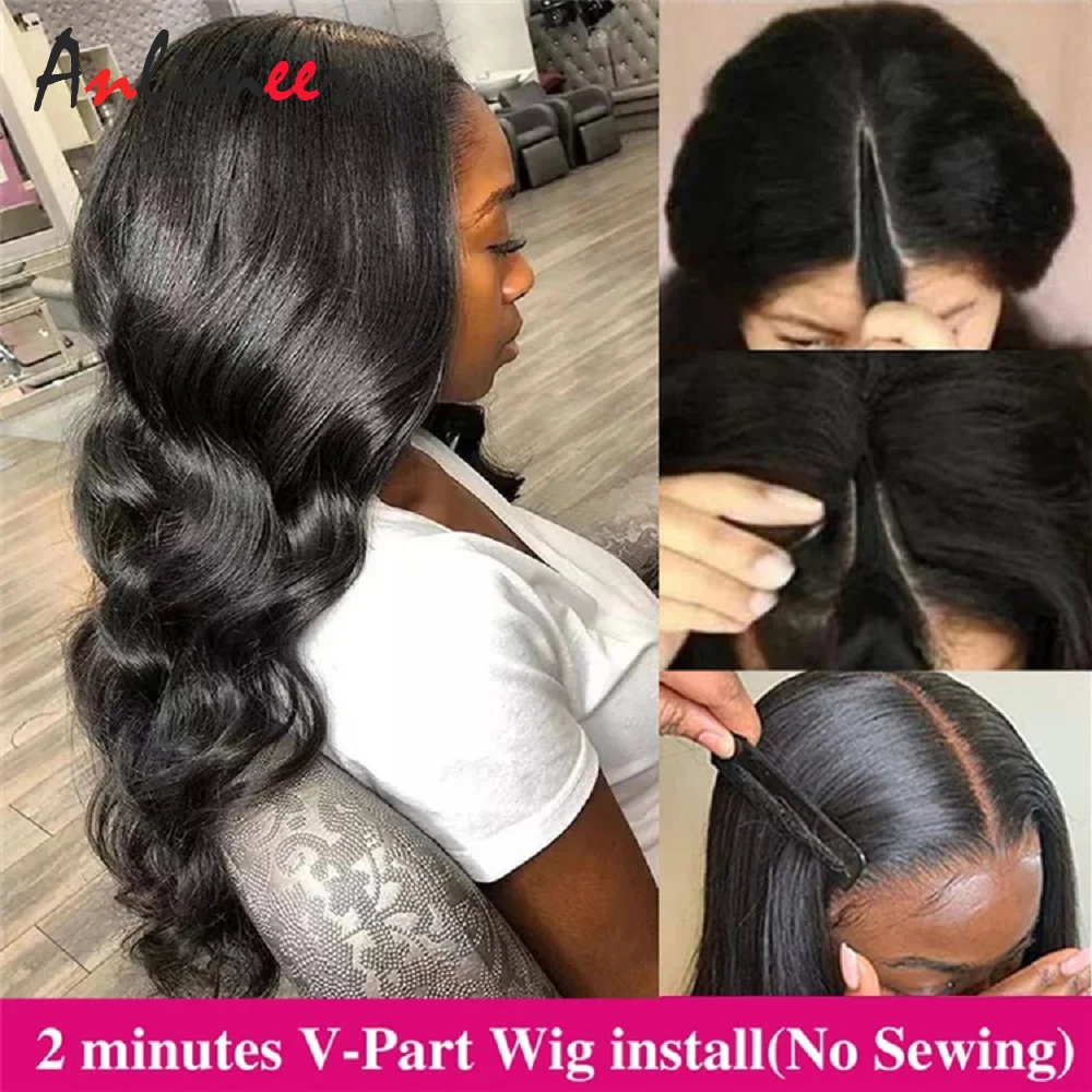 

V Part Wig Full Machine Made Wholesale Brazilian None Lace Wig for Wig Natural Hairline Body Wave Virgin V Part Wigs Human Hair