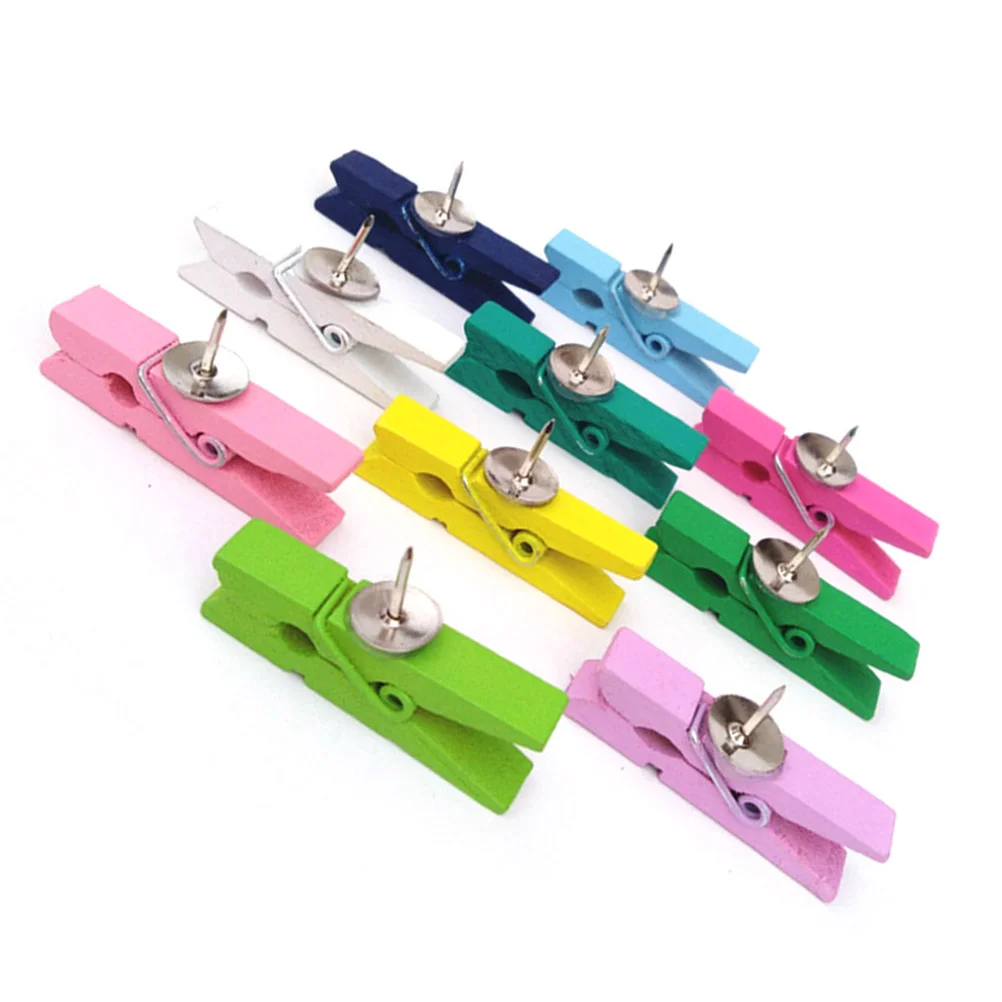 

50 Pcs Photo Colored Paper Clips Small Wooden Clothespins Bamboo Craft Projects Car roof pushpins Flower Office accessories