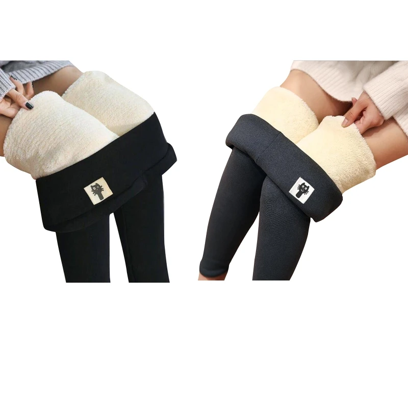 2023 New Women's Winter Warm Leggings High Waist Super Elastic Leggings Girl Solid Thicken Velvet Slim Thermal Pants Leggings