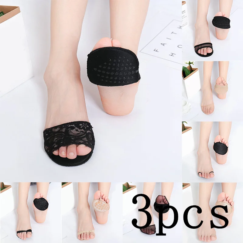 

3 Pcs Feet Protecter Toe Socks Half Foot Socks Toe Protecter High Heel Socks Invisible No Show Non-sweat Fashion Non-slip