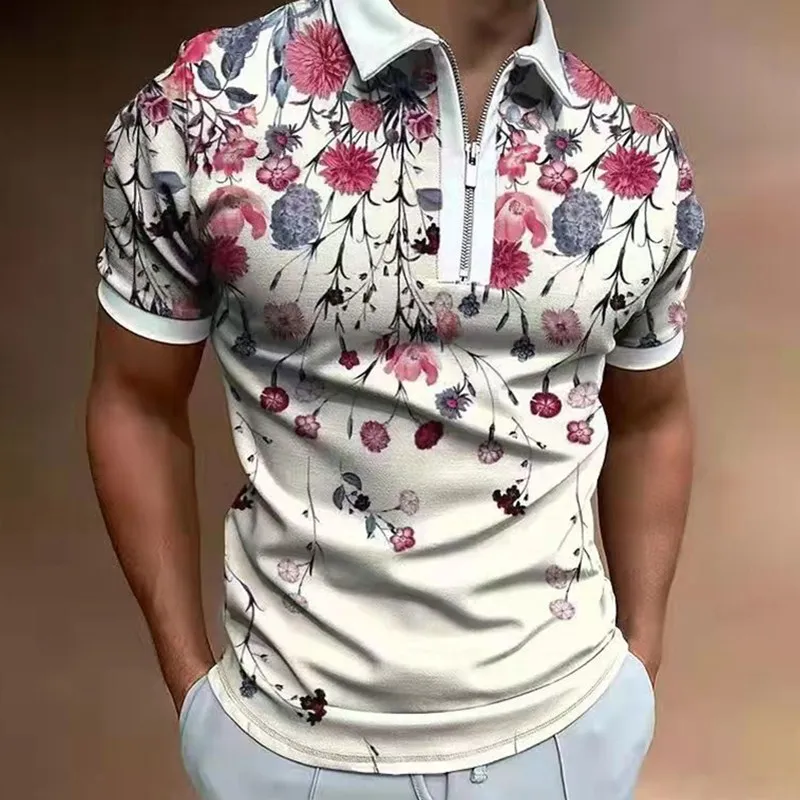 

Summer Fashion Men Polo Shirt Printing Short Sleeve Man Polo Shirt Breathable Tops Slim Business Turn Down Collar party Streetwe