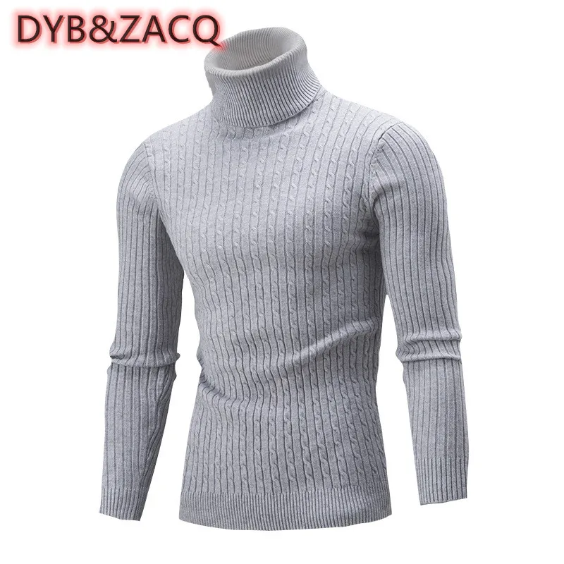 DYB&ZACQ Men's Turtleneck Sweater Men's Knitting Pullovers Rollneck Knitted Sweater Warm Men Jumper Slim Fit Casual Sweater