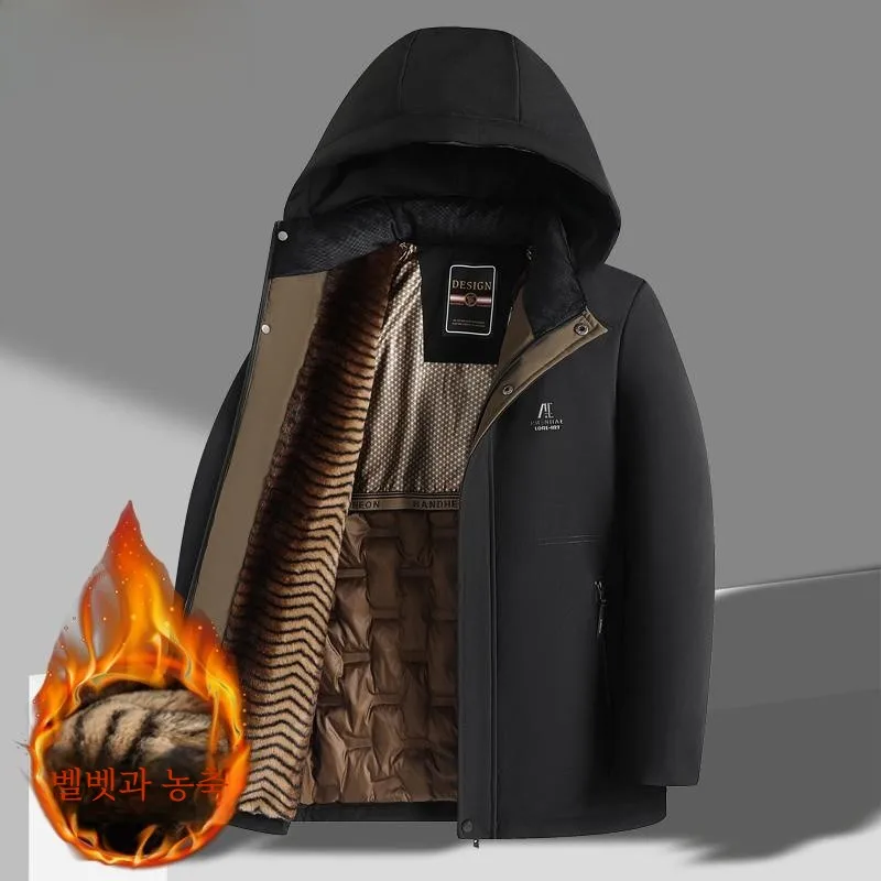 Woodpecker Middle-Aged and Elderly Parka Men's Cold-Proof Thickened Cotton-Padded Coat Dad Winter clothes Warm down Jacket Co...