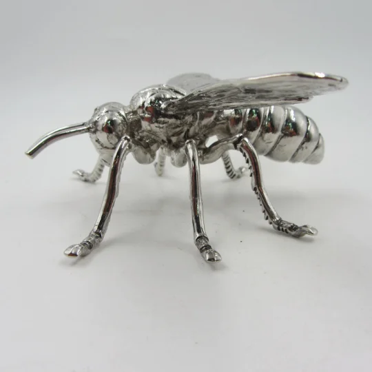 

4.7" Vintage Delicate Hand sculpture Miao silver honeybee statue Bees Bee sculpture status figures funny tea pet ornament antiqu