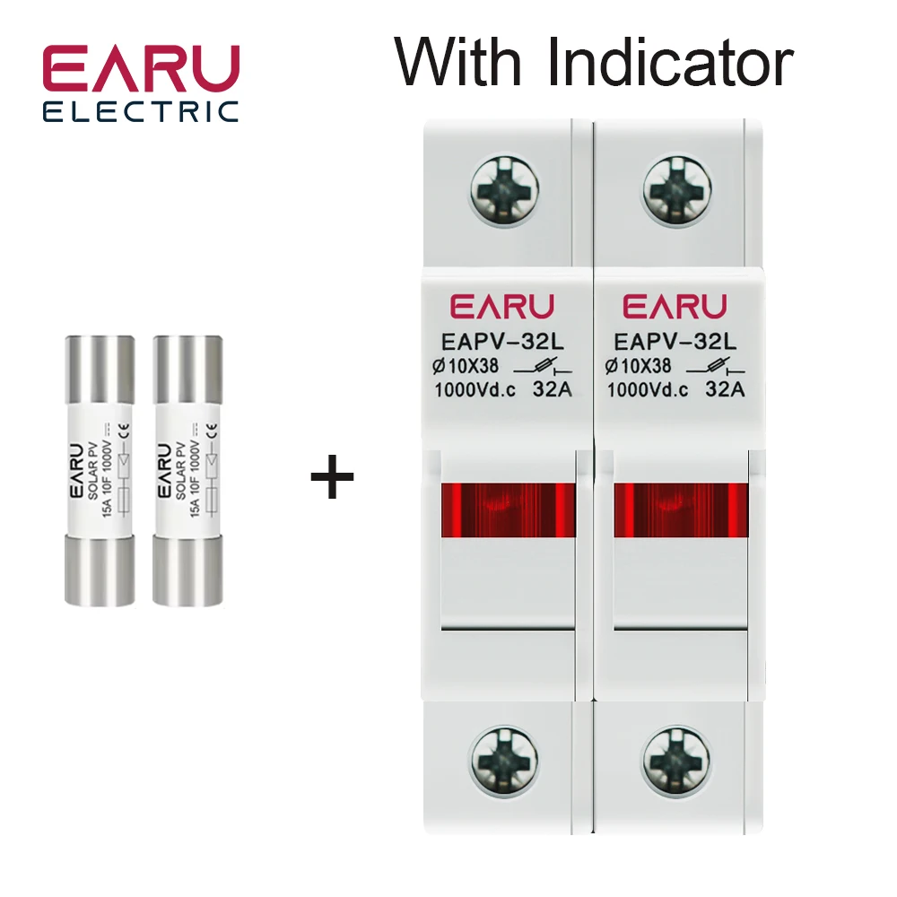 

Держатели предохранителей постоянного тока на DIN-рейку со световым индикатором, подходящие 10*38 мм фотоэлектрические предохранители постоянного тока для солнечной фотоэлектрической системы Pro