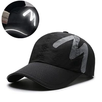 mens baseball caps quick drying summer breathable hats reflective glow in the dark letter couple sports sunshade cap casual