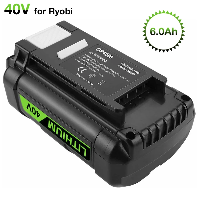 

OP4050 40V 6000mAh Li-ion Replacement Rechargeable Battery for Ryobi OP4060 OP4030 OP4026 RY40200 OP4040 RY40430 RY40770 RY40440