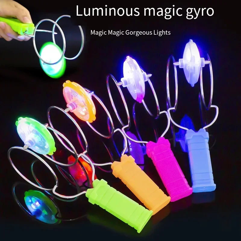

Hand-cranked Luminous Yoyo Gyroscopic Inertial Rotation Magic-flying Spinning Top Colorful Magnetic Track Fidget Toys for Kids