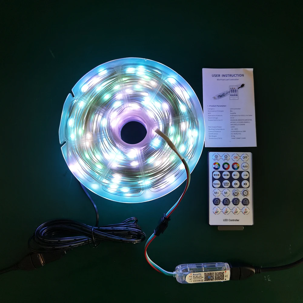 Гирлянда WS2812B WS2811 50 м 500 светодиодов яркая Рождественская гирлянда Dreamcolor USB Bluetooth