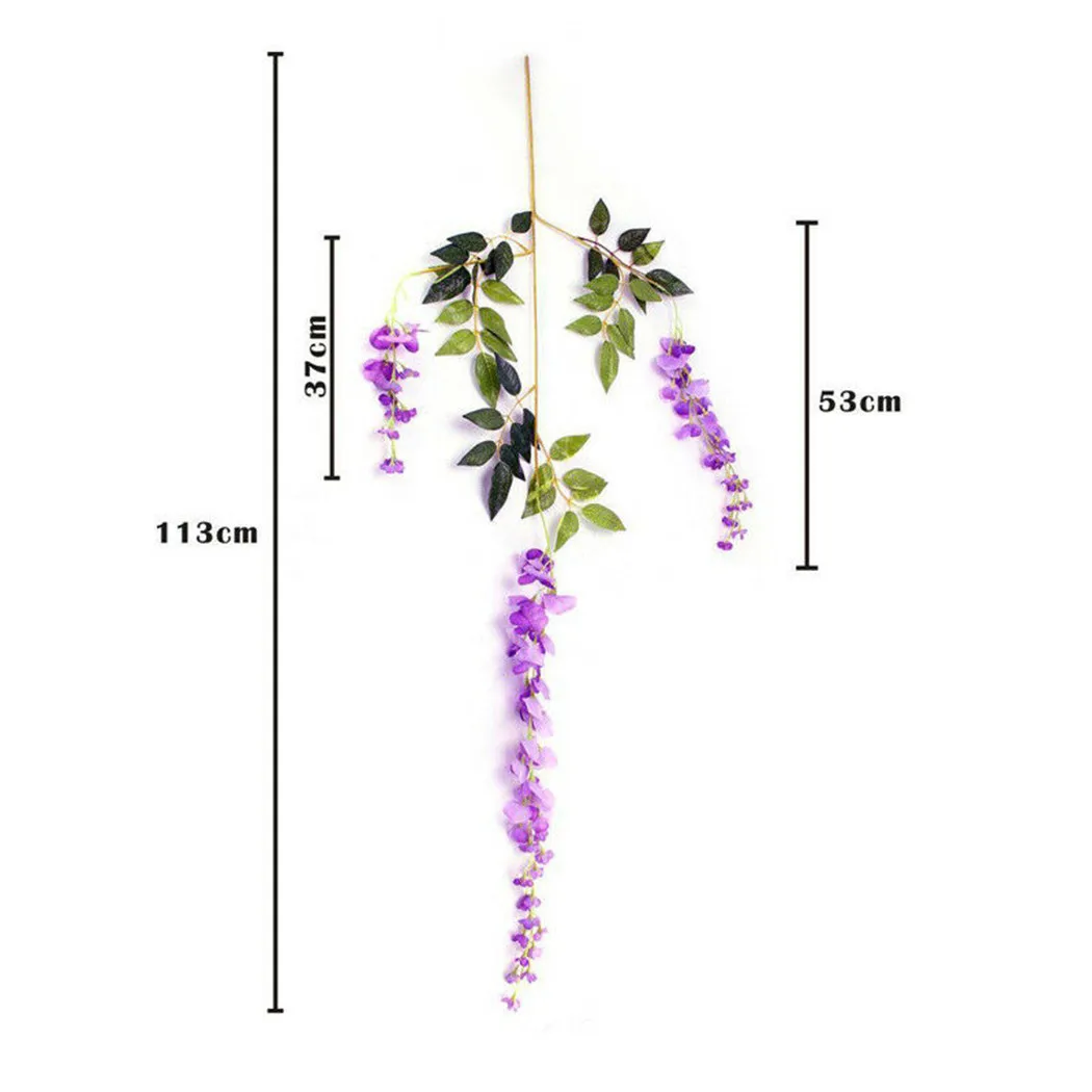 

Ivy Of Vine 12 Bunches Artificial Wisteria Hanging Vine Purple Silk Wisteria 110cm Artificial Faux Flower Garland