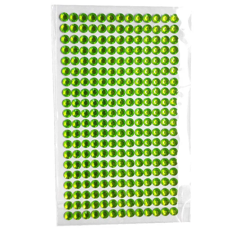 

6mm 260pcs/set kids toys Rhinestone Stickers Acrylic green crystal Self Adhesive Hair decoration Wall Furniture decoration