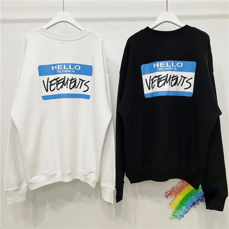 

Hello My Name Is Vetements Sweatshirt Men Women 1:1 High Quality Long Sleeve Graphic Printed Vetements Hoodie VTM
