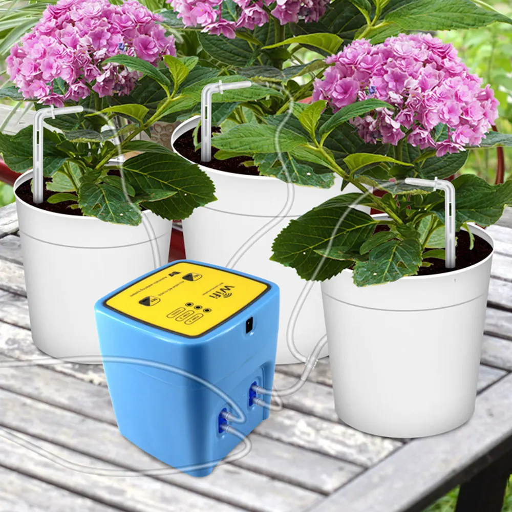 

Double Pump Timed Automatic Drip Irrigation System WIFI Intelligent Watering Device Remote APP Controller Garden Terrace Potted
