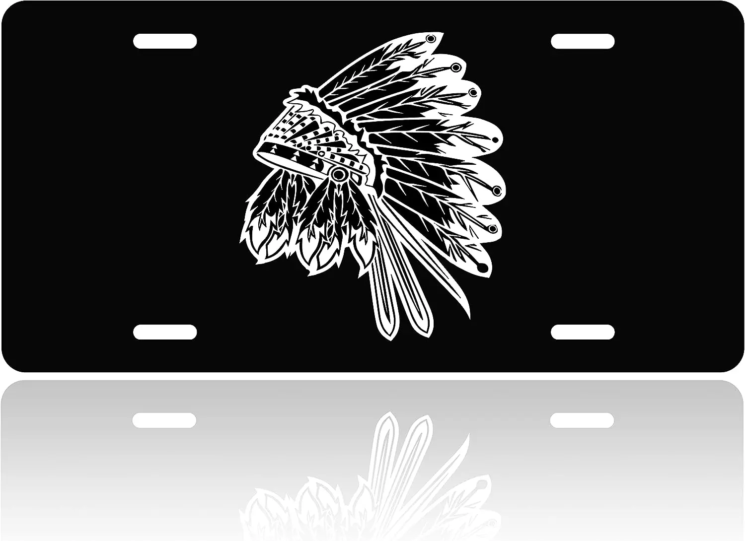 

Indian Feather Cap License Plate Cover Funny Tribal Peoples License Plate Car Tag Steel Fits Any Standard Us for Women Men