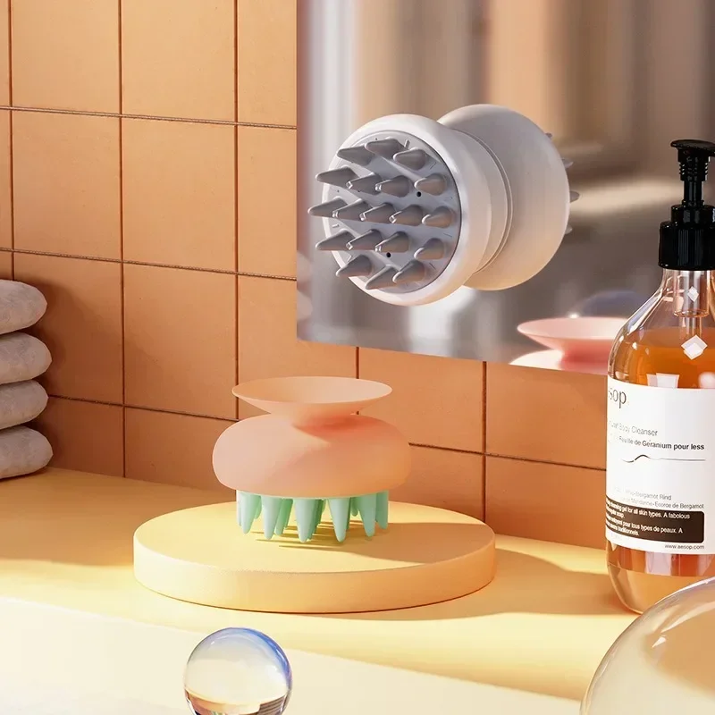 Силиконовая расческа для массажа головы щетка мытья волос с присоской массажер