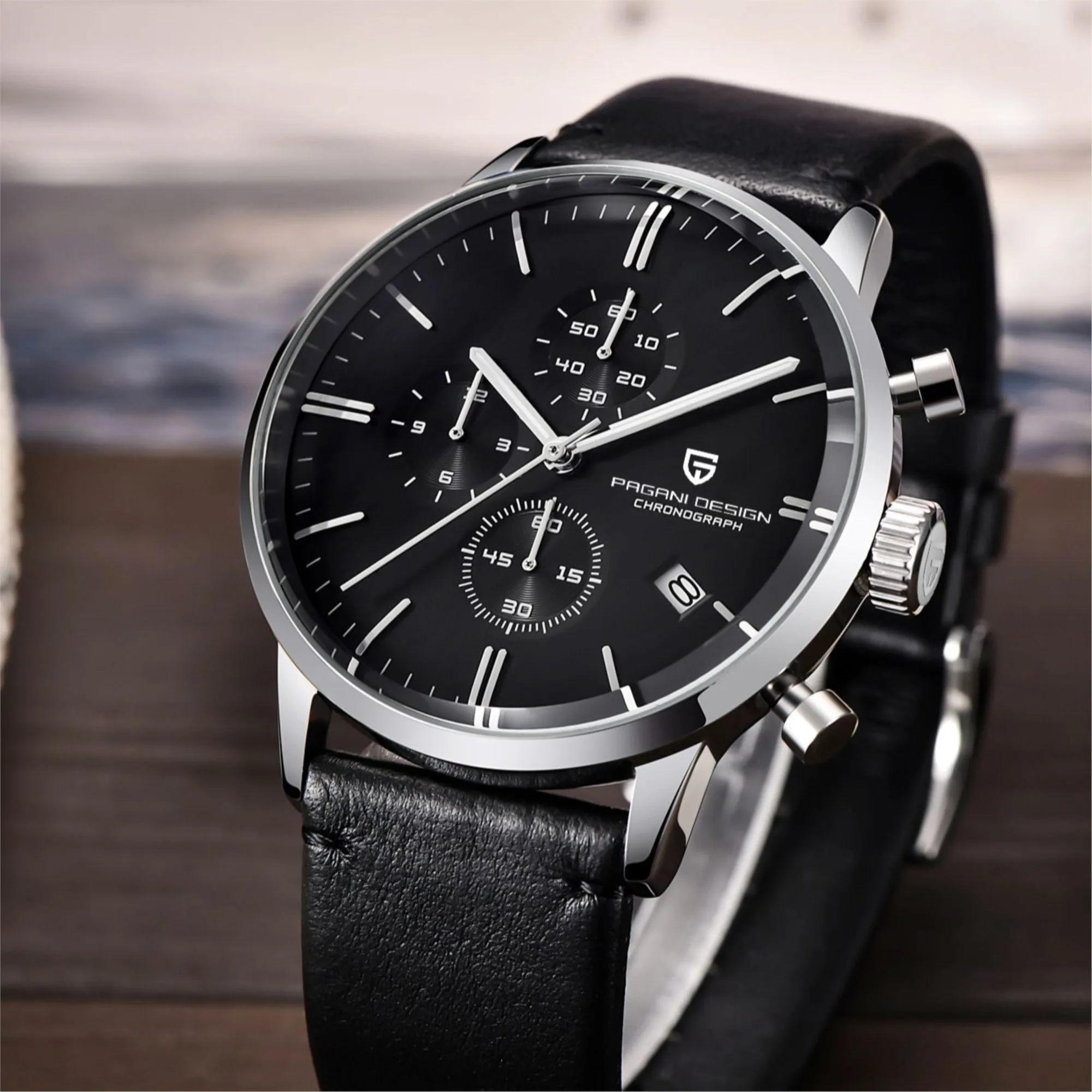 PAGANI DESIGN Fashion Brand Men's Quartz Watch 46mm Simple Stainless Steel Waterproof Automatic Chronometer Relogo Masculino enlarge