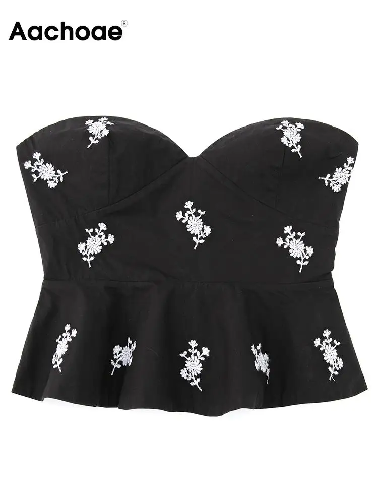 

Женский топ с цветочной вышивкой, без рукавов