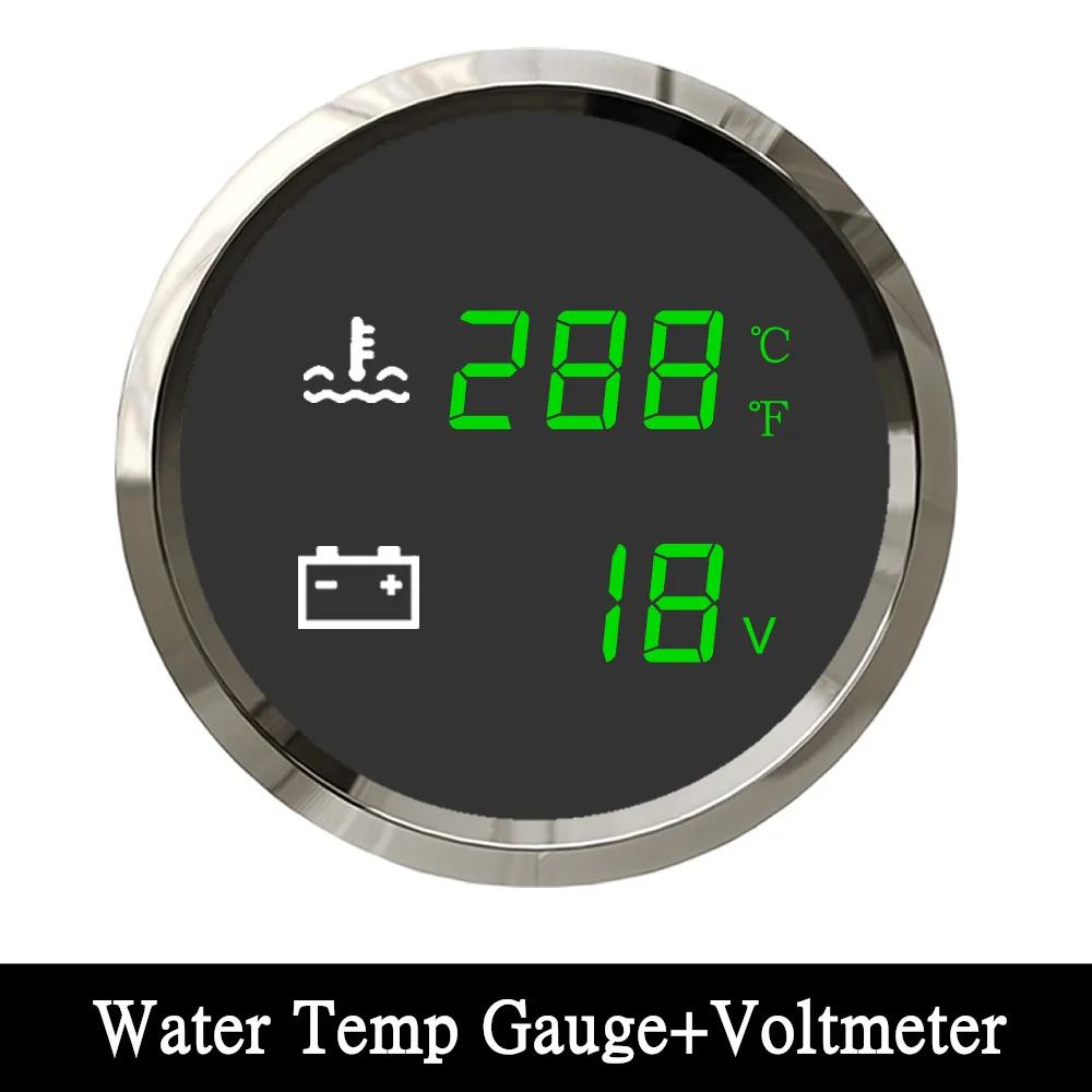 

Индивидуальный цифровой датчик 52 мм 2 в 1, датчик уровня топлива/воды, вольт, температура воды, HTG, измеритель уровня сточных вод с сигнализацией для лодки, автомобиля