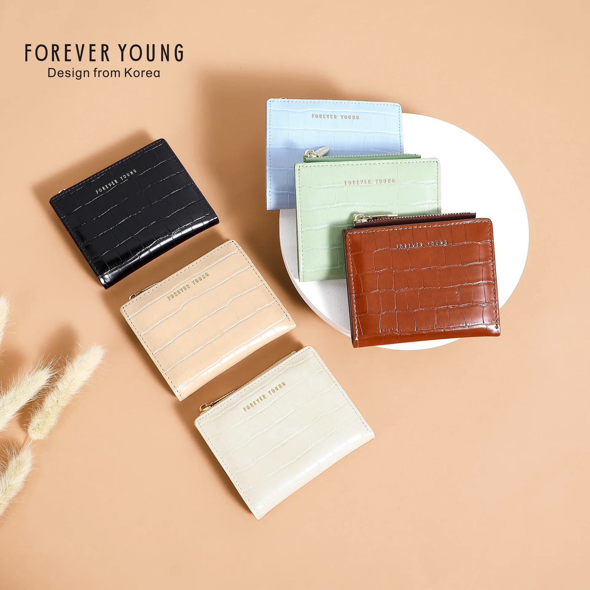 Forever Young Women's Purse Fashion Short Small Purse Simple Ultra-thin Card Bag Ins Wallet