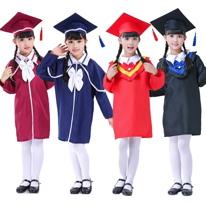 

Kids Graduation Gown Child Bachelor Costumes School Students Uniform Boys Girls Dress Kindergarten Toddlers Performance Clothes