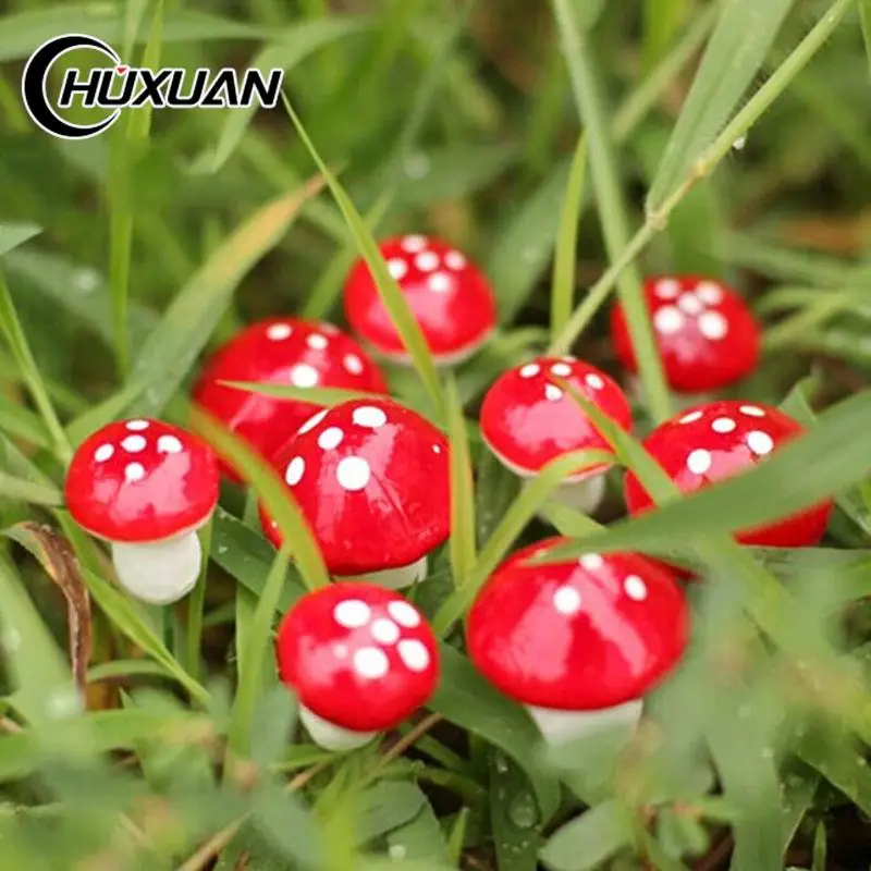 

100Pcs 2cm Mini Red Mushroom Garden Dotted Small Potted DIY House Landscape Bonsai Plant Garden Decoration Wholesale Ornaments