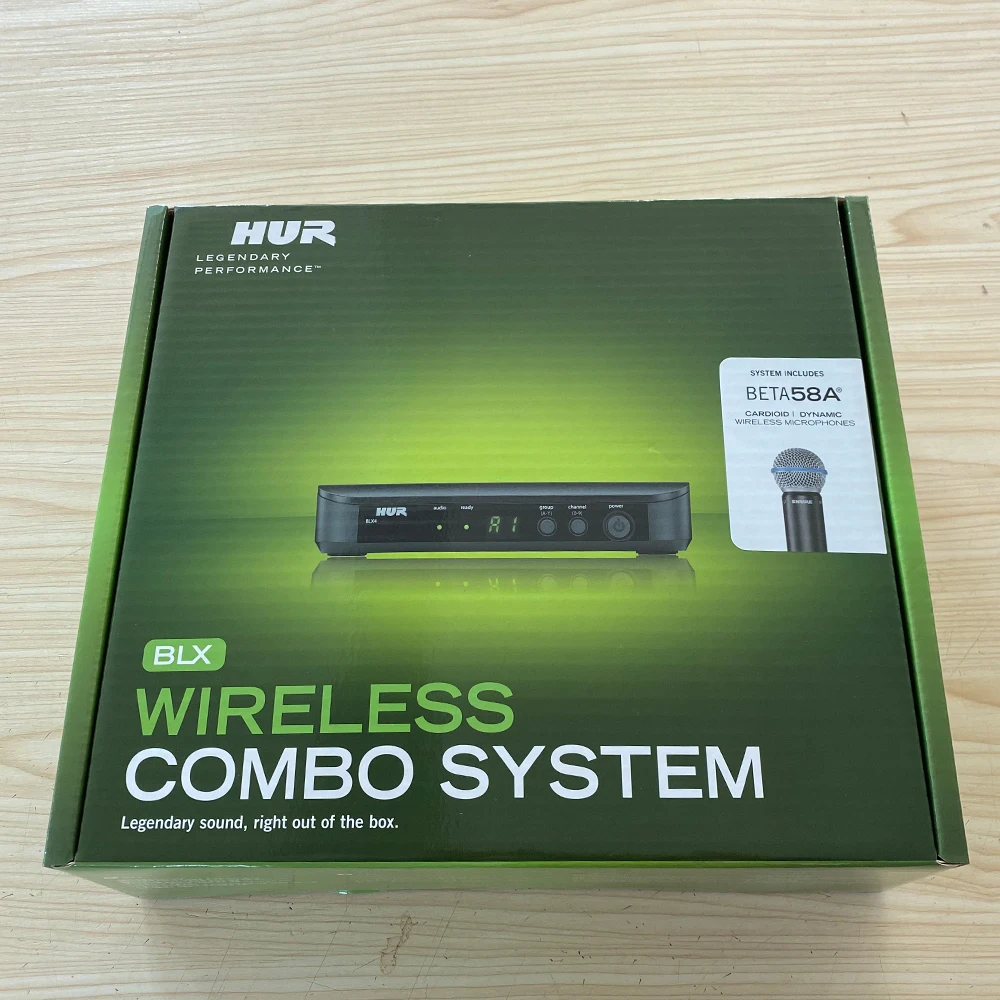 Фото Беспроводная микрофонная система BLX24 BLX4 UHF с микрофонами BETA58A, PG58A, S58 для караоке, сценических выступлений, пения, церковных мероприятий и выступлений. №2
