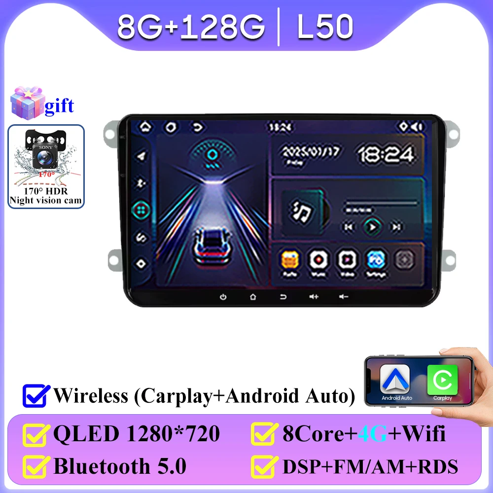 

Радио Android для VW T5 Jetta Passat B6 Golf MK6 Tiguan Touran Scirocco Skoda Rapid Octavia Leon CarPlay Видео GPS без 2din Видео