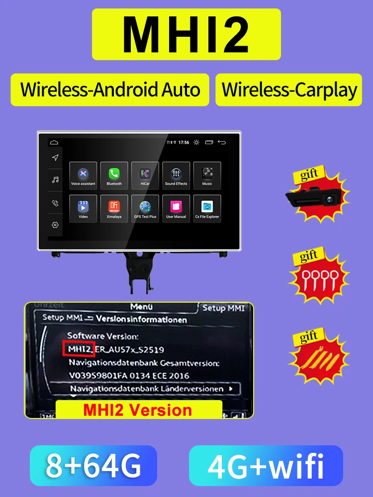 STWEI Qualcomm 8G 128G Android13 9-дюймовый Carplay AUTO для AUDI 2012-2018 года A6 A7 C7 Автомобильные видеоплееры Navi GPS Смарт-экран