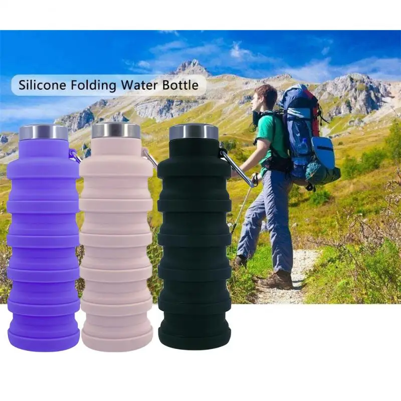 

Silicone Water Bottle Bpa Free Tour Climbing Car Travel Portable Folding 500ml Wholesale Kitchen Accessories Drinkware Kettle