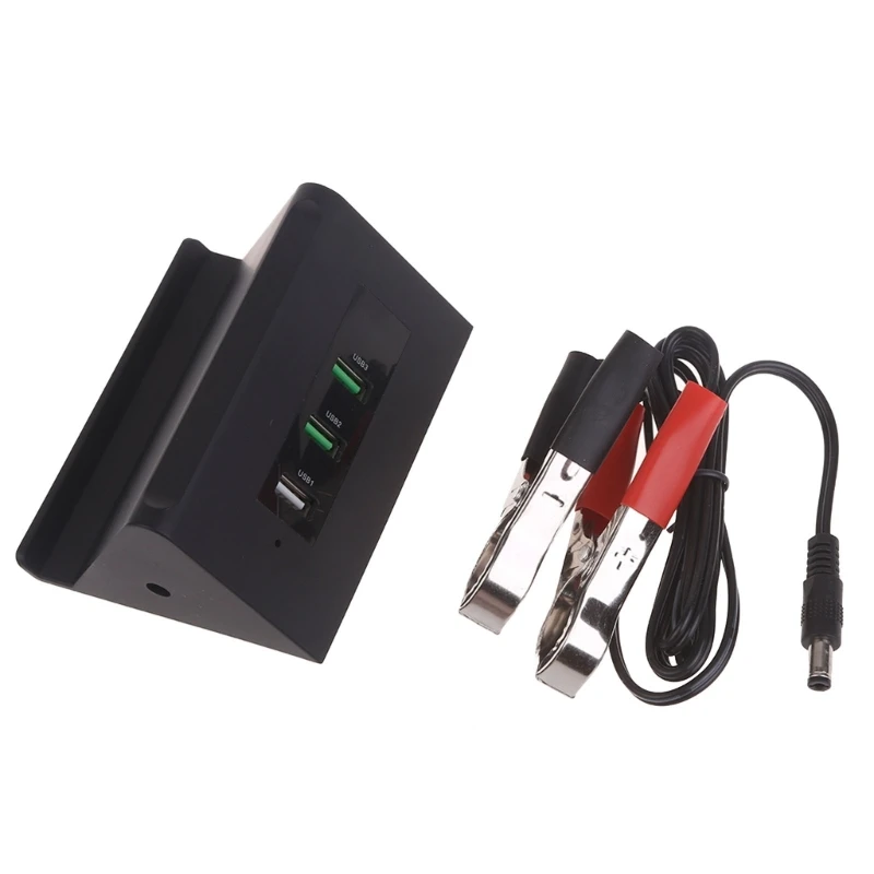 

68W 12V 24V to 5V USB Multi Port Power Adapter with Battery Clip W3JD