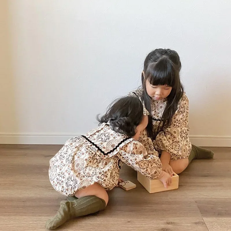 

Осенний комплект детской одежды, платье для девочек с цветочным рисунком, детский хлопковый комбинезон, милые топы и шорты для новорожденных, костюмы, милая детская одежда, женская одежда