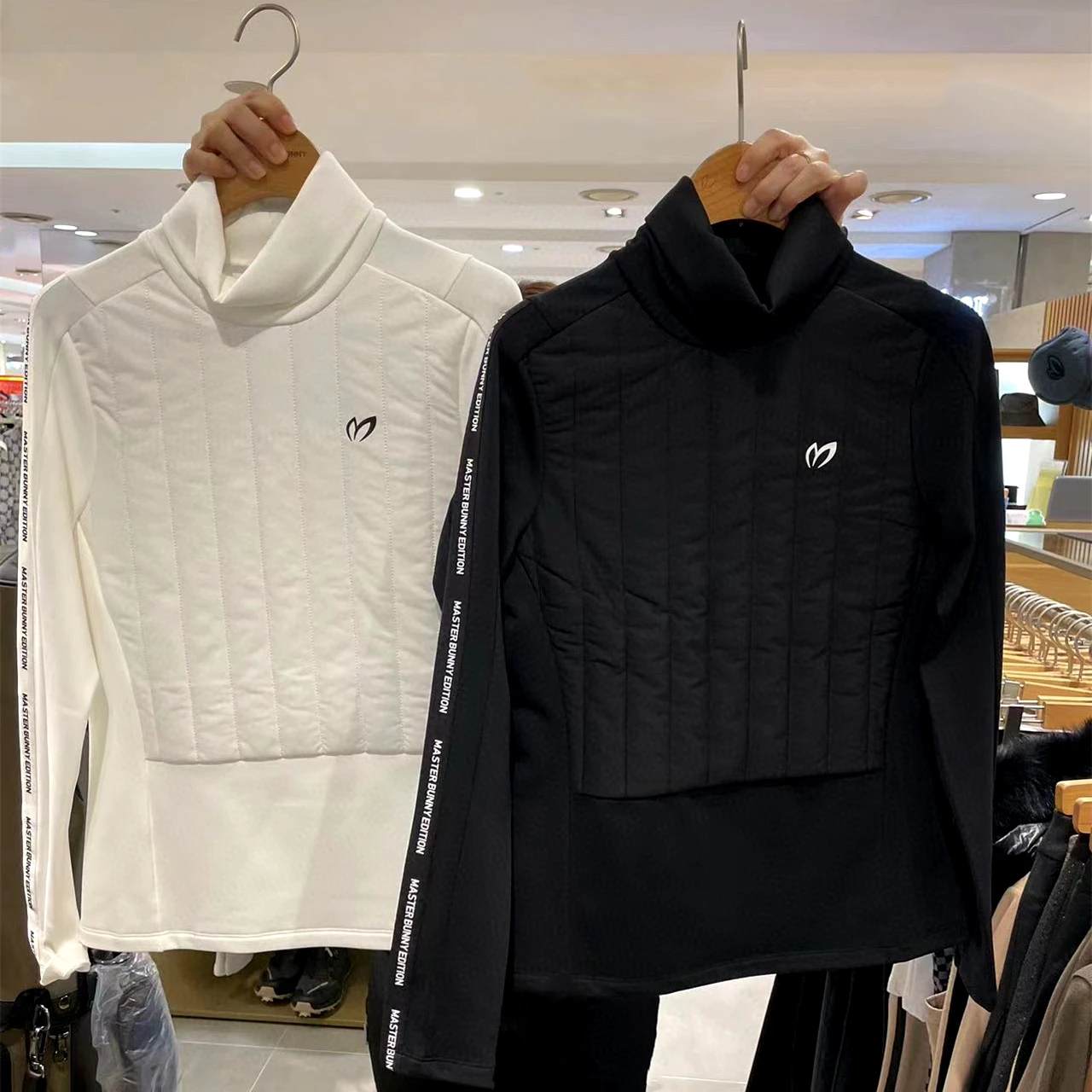 

New couple clip cotton stand collar thickened velvet outside wear golf leggings long sleeves warm slim fashion outdoor 골프 롱 슬리브