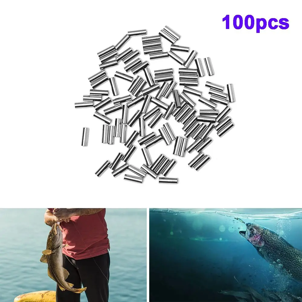 

100pcs Professional Multisize Fishing Wire Pipe Practical Stainless Steel Crimp Supplies Round Sleeves Connector Accessories