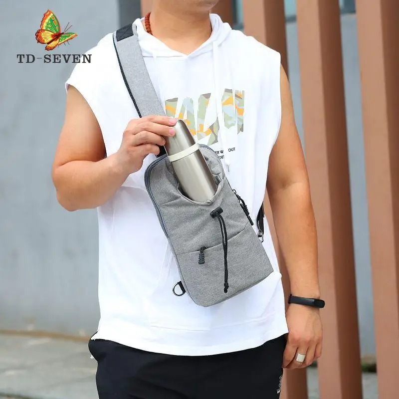 

Man Chest Bag Men's One Shoulder Crossbody Versatile Shoulder Bag Men's Large Capacity Canvas Waist Travel Trekking Chest Pack