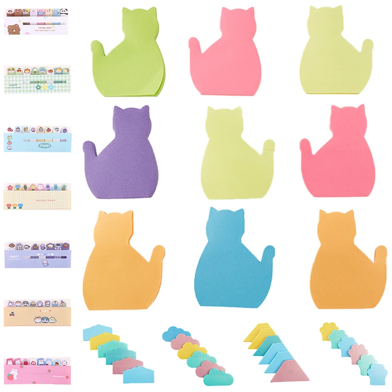 

1pc Multi-color Kawaii Cartoon Fruit Flower Writable Sticky Notes Index for Pages Book Mark Classification