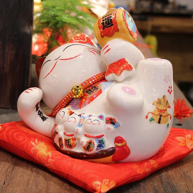 8-дюймовый керамический орнамент Maneki Neko Lucky Cat копилка Fortune фигурка украшения дома