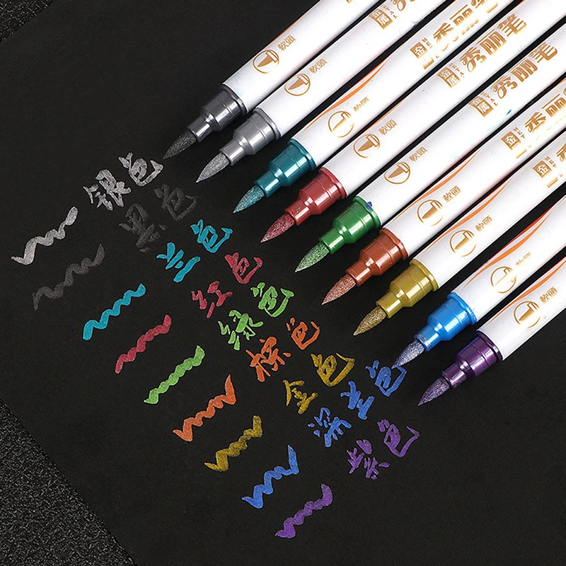 

Fashion Dual-Nib Colored Oily Brush Waterpfoof Permanent Fast Dry Artist Drawing Mark Pen Stuent Child Paintbrsuh Office Supply