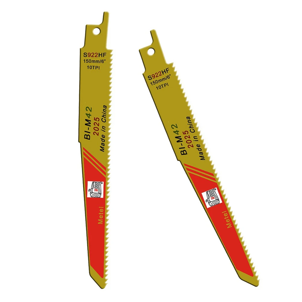 Лезвия для сабельной пилы S922HF, 2 шт., 150 мм, 6 дюймов, лобзик, 10TPI биметаллическое лезвие для резки металла, пластика, дерева Лезвия для сабельной пилы S922HF, 2 шт., 150 мм, 6 дюймов, лобзик, 10TPI биметаллическое лезвие для резки металла, пластика, дерева