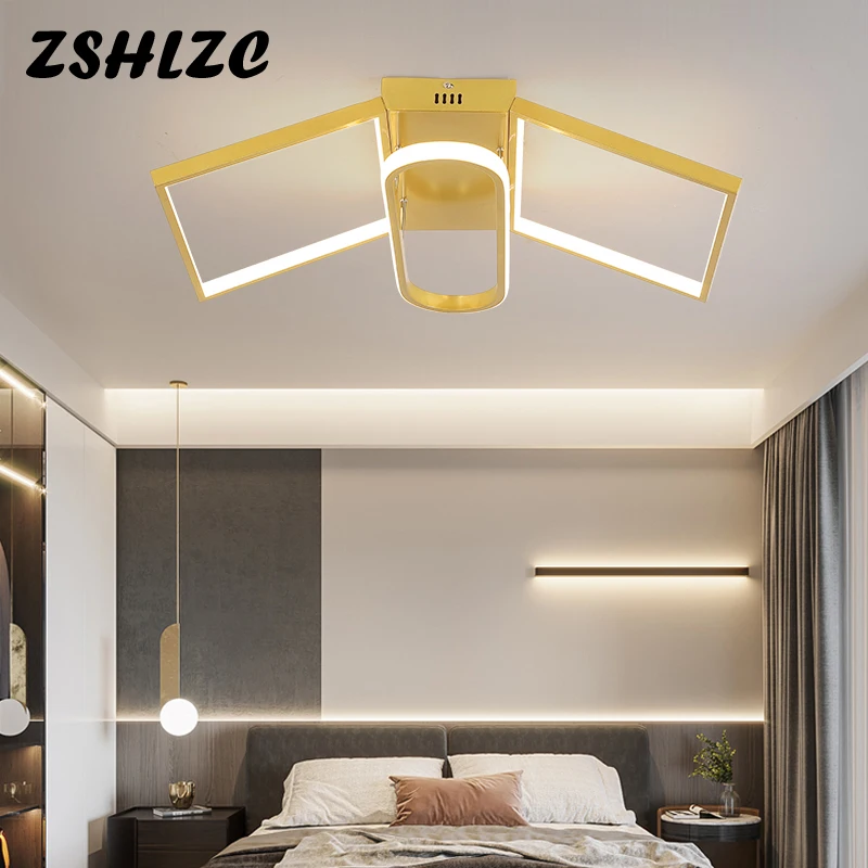 

New Arrival Modern Led Ceiling Lights for Living room Bedroom Dining room Kitchen Black/Gold With Remote Ceiling Lamp Free Mail