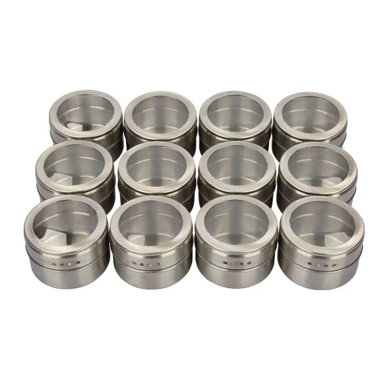 

Seasoning Boxes Magnetic Dustproof Visible Stainless Steel Spice Can Seasoning Pot Outdoor Barbecue Cruet Salt Pepper Container