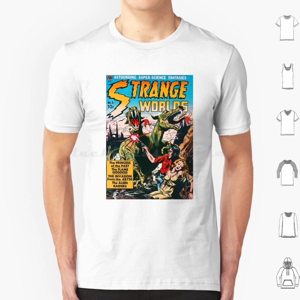 Strange Worlds Astounding Super Science Fantasies T Shirt Cotton Men Women DIY Print Sci Fi Golden Age Pulp Comics Comic Art