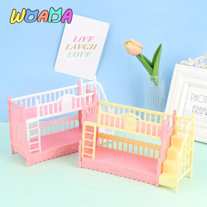 1pcs Dollhouse Bedroom Simulation Bunk Bed for 9-11inch Doll Playset Toy Random Color