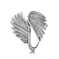 original moments majestic feathers with crystal ring for women 925 sterling silver wedding gift pandora jewelry