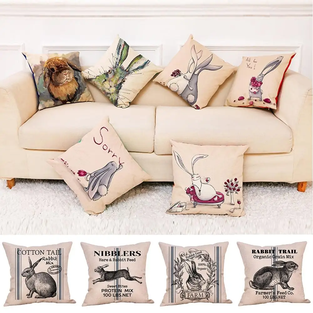 

Весенние пасхальные наволочки для подушек, декоративные наволочки для дивана, с рисунком кролика, украшение для дома, гостиной, сиденья, спальни